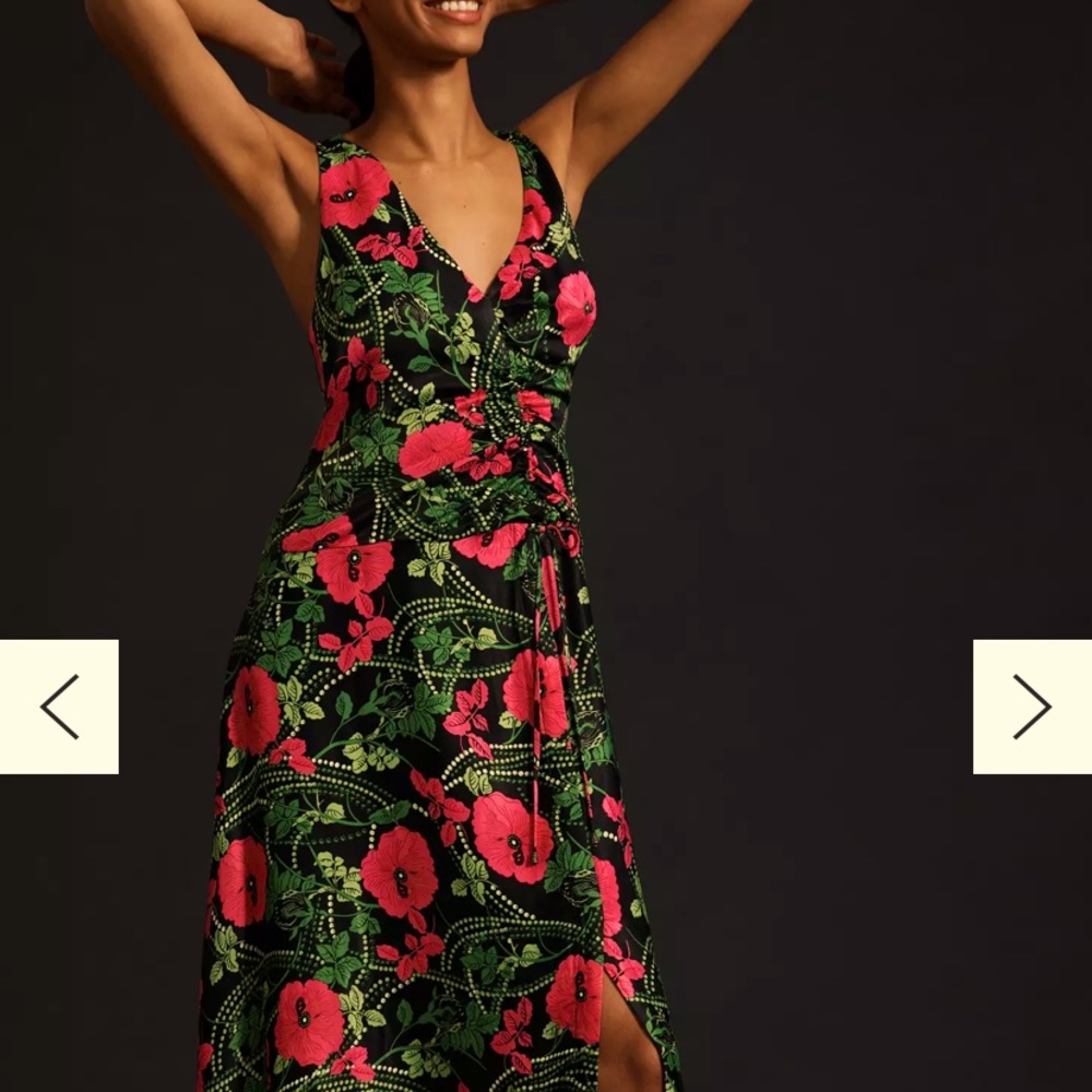 Anthropology Maeve Ruched Midi Dress